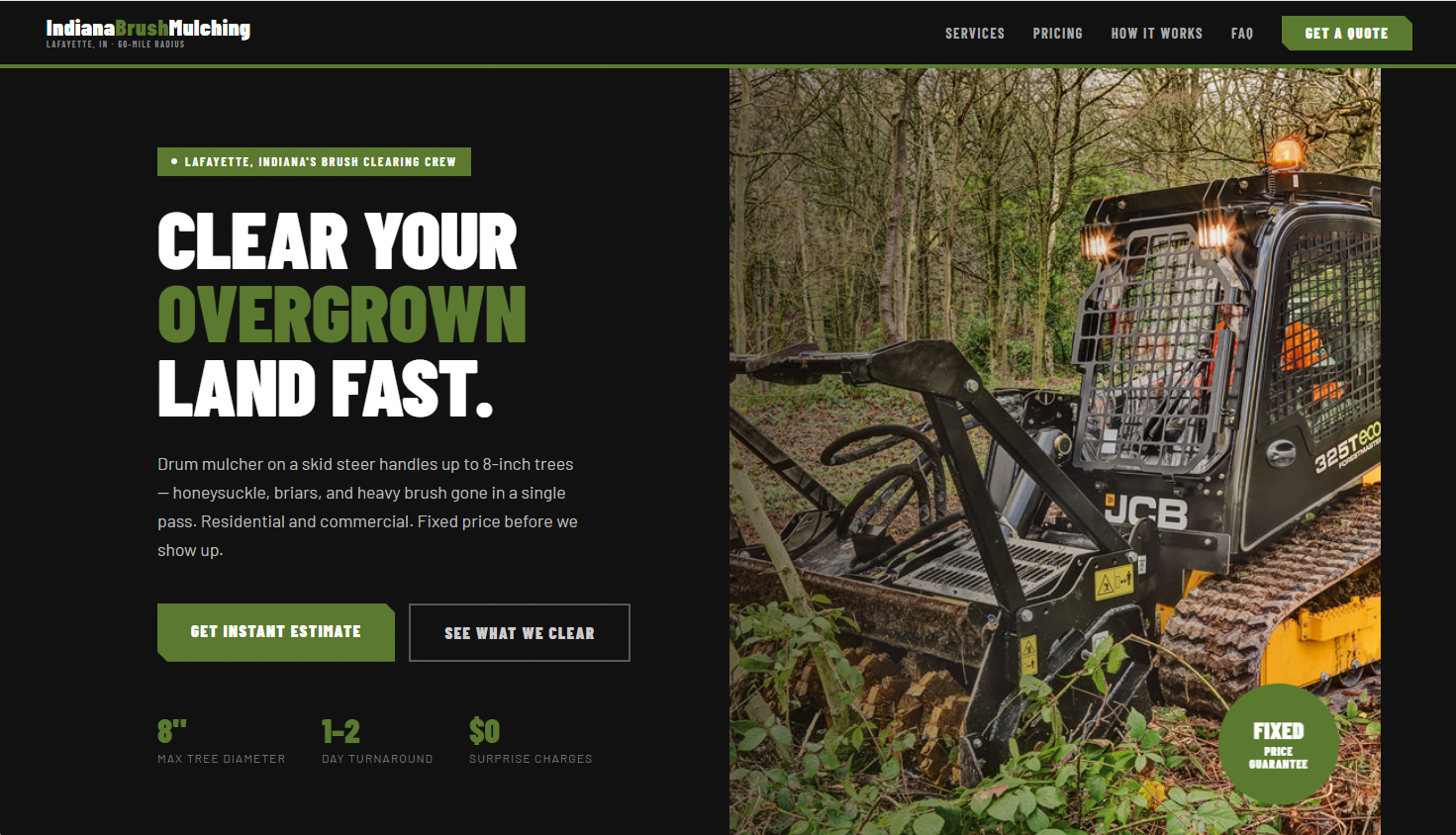 Indiana Brush Mulching website screenshot